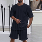 Sportliches Strickset in Uni-Farbe – Kurzarmshirt & Shorts