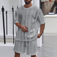 Sportliches Strickset in Uni-Farbe – Kurzarmshirt & Shorts
