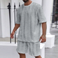 Sportliches Strickset in Uni-Farbe – Kurzarmshirt & Shorts