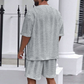 Sportliches Strickset in Uni-Farbe – Kurzarmshirt & Shorts