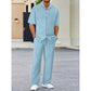 Herren-Set aus Oberteil mit Kragen und Hose mit Kordelzug
