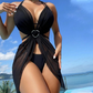 Einfarbiger Halter-Bikini-3-Teil-Set
