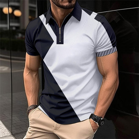 Modisches, atmungsaktives T-Shirt mit Viertelreißverschluss für Herren