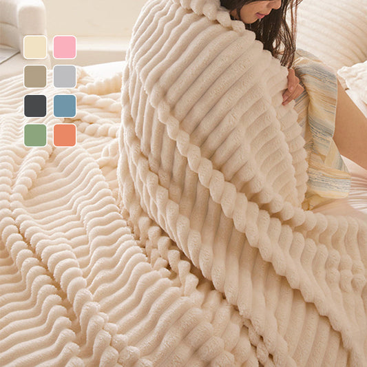 🛏️Dicke Plüschdecke mit Hasenmotiv und Bezug aus Milchvelours🏆Kuscheln Sie sich in ultimativen Komfort