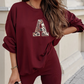 🔥Solange der Vorrat reicht 50% Rabatt!🎉 Damen Freizeit-Zweiteiler: Sweatshirt mit Buchstaben-Print & Hose