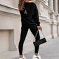🔥Solange der Vorrat reicht 50% Rabatt!🎉 Damen Freizeit-Zweiteiler: Sweatshirt mit Buchstaben-Print & Hose