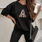 🔥Solange der Vorrat reicht 50% Rabatt!🎉 Damen Freizeit-Zweiteiler: Sweatshirt mit Buchstaben-Print & Hose