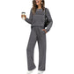 🔥Letzter Tag 50% Rabatt✨Loungeset für Damen: Top mit Rundhalsausschnitt & Hose mit Kordelzug💖