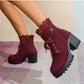 🔥Black-Friday-Mega-Angebot – 50% Rabatt!🔥Damen-Stiefeletten mit dickem Absatz und Spitze
