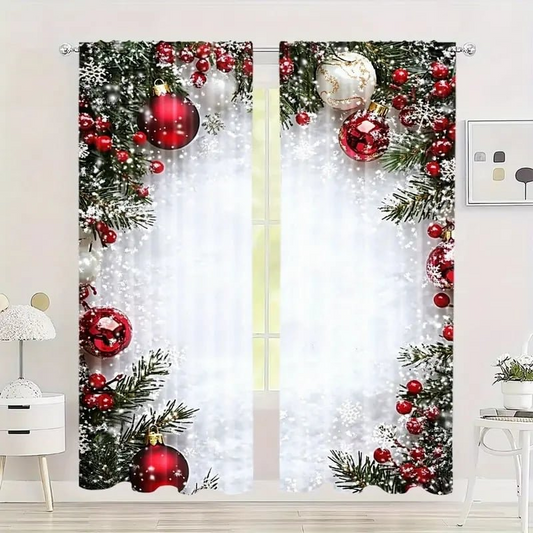 🎄Weihnachtsvorhänge 2-teilig für die Fensterdekoration