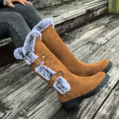 📢📢50%Rabatt!!!🎉✨Damen Schneestiefel in mittlerer Wadenhöhe mit dicker Kunstplüsch-Fütterung