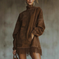 ✨ LETZTER TAG VERKAUF 50% RABATT ✨Casual Turtleneck Pocket Dress with Tassel Hem