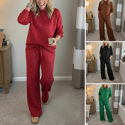 💨 Wer zögert, zahlt mehr – kein Scherz! Damen-Glitzer-Zweiteiler: Pullover & Hose