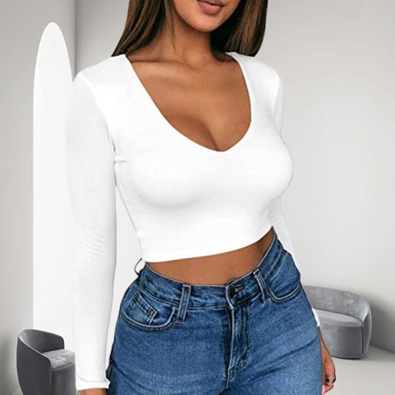 🔥 Bestseller – 50 % RABATT ✨ Sexy Damen-Langarmtop mit Rundhalsausschnitt