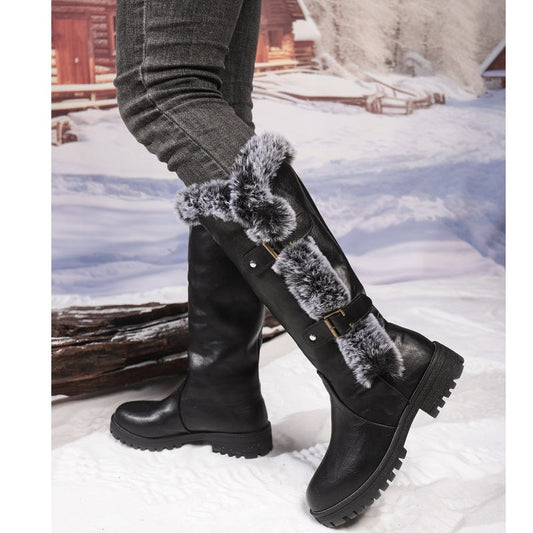 Damen Winter-Schneestiefel mit Kunstfellbesatz
