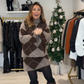 🎄🎁Weihnachtsverkauf: 50 % Rabatt💥Damen-Strickset mit Rautenmuster: Pullover und Rock, 2-teilig