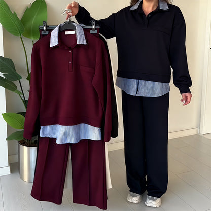 🎁Begrüßen Sie Weihnachten mit 50 % Rabatt💥2-teiliges Set aus langärmeligem Oberteil und Hose für Damen