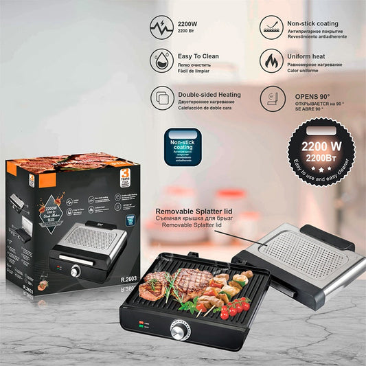 🔈🔈 Rabatt am letzten Tag – 56 % Rabatt 🔥2200W Rauchfreier Indoors Grill mit Antihaft-Grillplatte