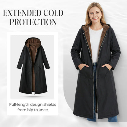Langer Damen Vintage-Parka mit kuscheligem Futter und Kapuze