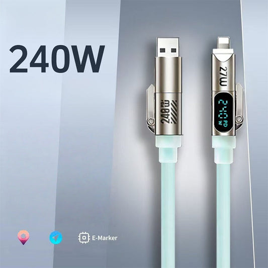 🔥2 kaufen, 1 gratis🔥240 W 4-in-1-Schnellladekabel mit Digitalanzeige