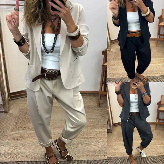👔 61% RABATT! 💼 Damen Business-Anzug – Blazer mit Kragen & Hose, Bügelfrei & Klassischer Look 👖