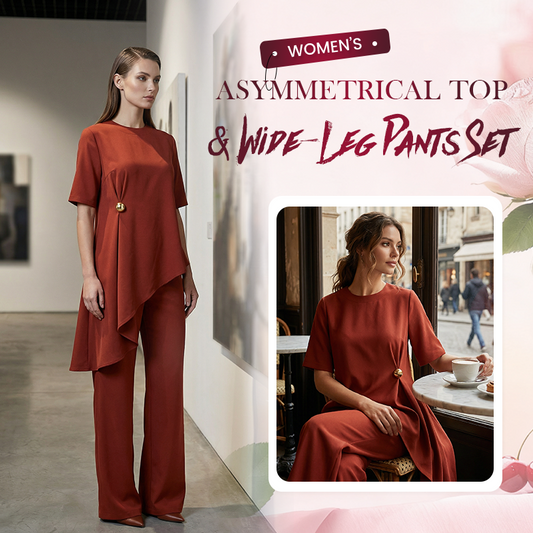 Asymmetrisches Oberteil & Weite-Hose-Set