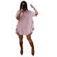 Oversized-Minikleid für Damen mit Knopfleiste und Rüschen am Saum