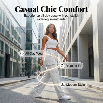 Cargohose für Damen mit hoher Taille und weitem Bein