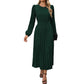 Elegantes, langärmeliges Midikleid mit Falten und Gürtel