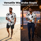 Herrenhemd mit tropischem Print und dazu passende Shorts
