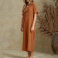 Lässiger Kurzarm-Jumpsuit mit weitem Bein für Damen