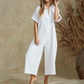 Lässiger Kurzarm-Jumpsuit mit weitem Bein für Damen