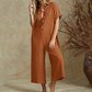 Lässiger Kurzarm-Jumpsuit mit weitem Bein für Damen