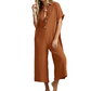 Lässiger Kurzarm-Jumpsuit mit weitem Bein für Damen