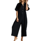 Lässiger Kurzarm-Jumpsuit mit weitem Bein für Damen