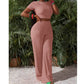 2-teiliges Set für Damen: kurzes Oberteil und Hose mit weitem Bein