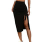 🌞Frühlingserwachen: 50% Rabatt!🌸Figurschmeichelnder High-Waist Rock mit Raffung – Von klassisch Schwarz bis Leo-Chic