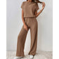 👚 50% RABATT! 🔥 Damen Zweiteiler aus Rippstrick – Oberteil & Weite Hose, Bequemer Schnitt & Perfekt Für Einen Stilvollen, Sofortigen Look 💃