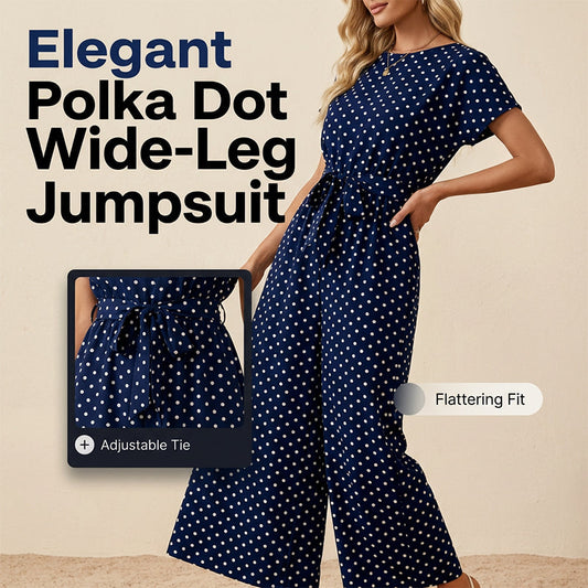 Eleganter Jumpsuit für Damen mit Polka-Dots und weitem Bein