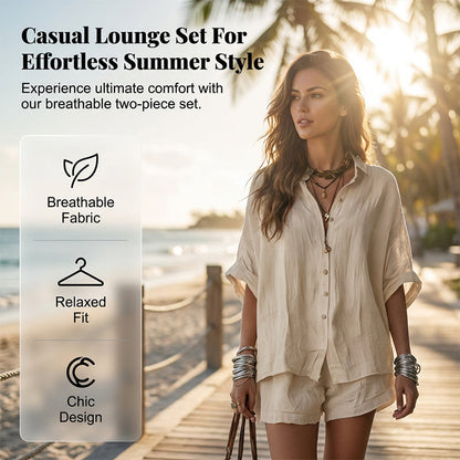 Damen lässiges zweiteiliges Lounge-Set 🌞 Müheloser Sommerstil – Bleiben Sie cool und schick 😎