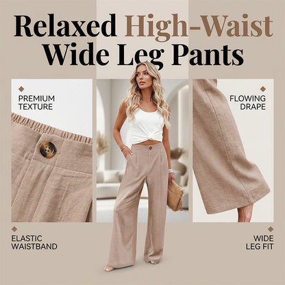 ☁️Weiche Damen-Haushose🌿Hoher Bund lockere Weitbein Hose