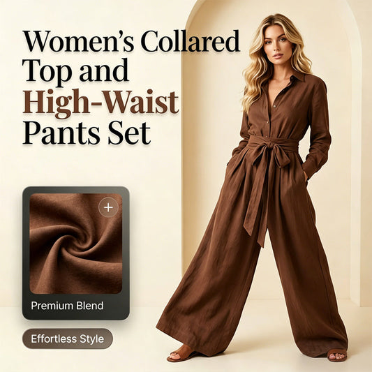 🔥-50% LIMITED DEAL Elegantes Damen-Set: Kragen-Top & High-Waist Hose – stilvoll, modern & figurbetont 👗💫