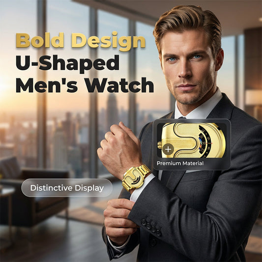 Herrenuhr mit U-förmigem Zifferblatt