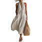 👗 BEFRISTETES ANGEBOT: 50% RABATT! 💃 Damen lässiges Halter-V-Ausschnitt-Midi-Kleid – Fließend, aufgesetzte Taschen, atmungsaktiv 🍂