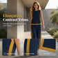 🔥 HALBPREIS DEAL ⏰ Trendiges Colorblock-Set für Damen 💫 Oberteil ärmellos + weite Hose – lässig & elegant für Alltag & Freizeit