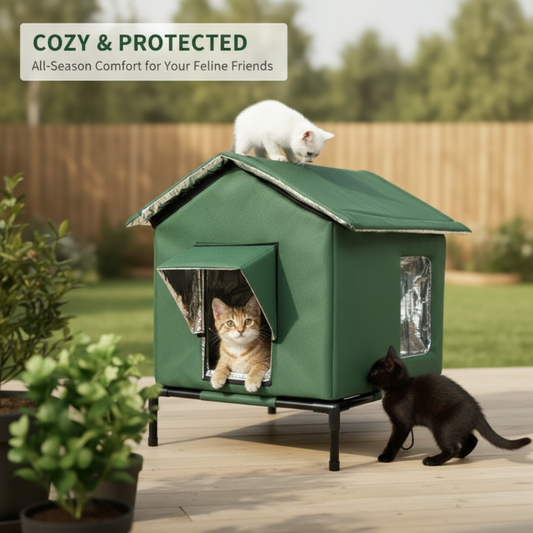 🐱🔥 Wasserdichtes Klappbares Katzenhaus – Erhöht, winddicht & wetterfest ✨🏠 51% RABATT! Ideal für Garten, Balkon & Streuner – wetterfest, isolierend & platzsparend.