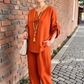 💥 50% RABATT 🔥 Damen Loungewear Set mit Roll-Tab Ärmeln – bequem, stilvoll & perfekt für Zuhause ✨