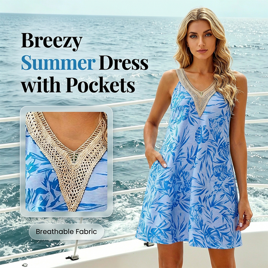 Ärmelloses Sommerkleid für Damen mit Taschen