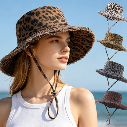 Sonnenhut mit Leopardenmuster für Damen