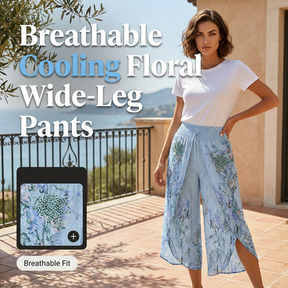 🌺Damenhose mit Blumenmuster, hoher Taille und weitem Bein